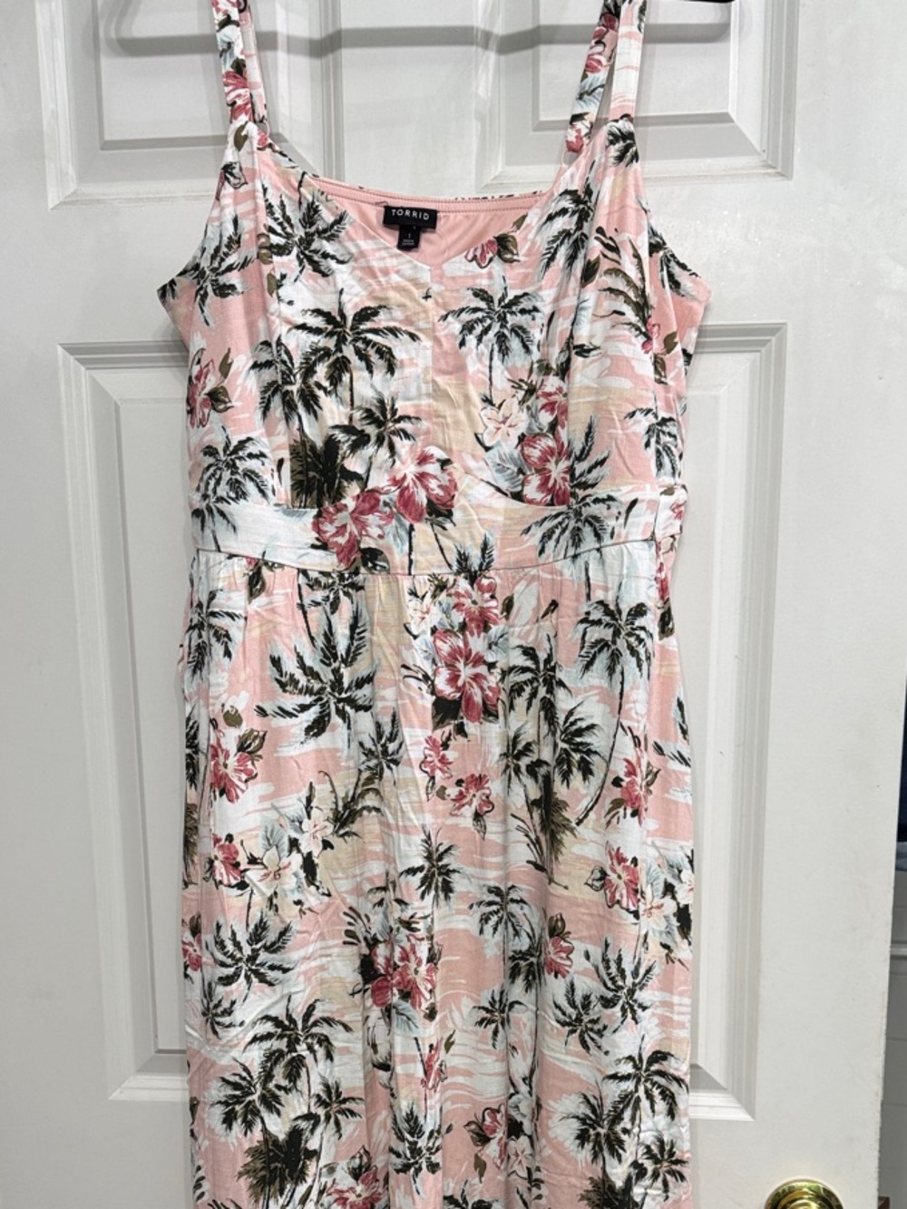 torrid Pink Tropical Palm & Hibiscus Maxi Dress
